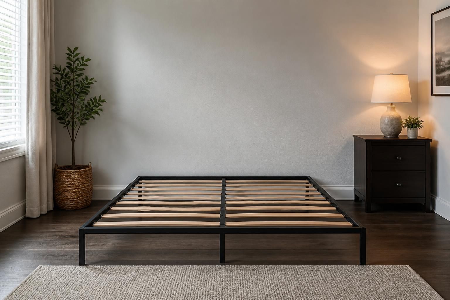 Cleared bedroom space after mattress removal